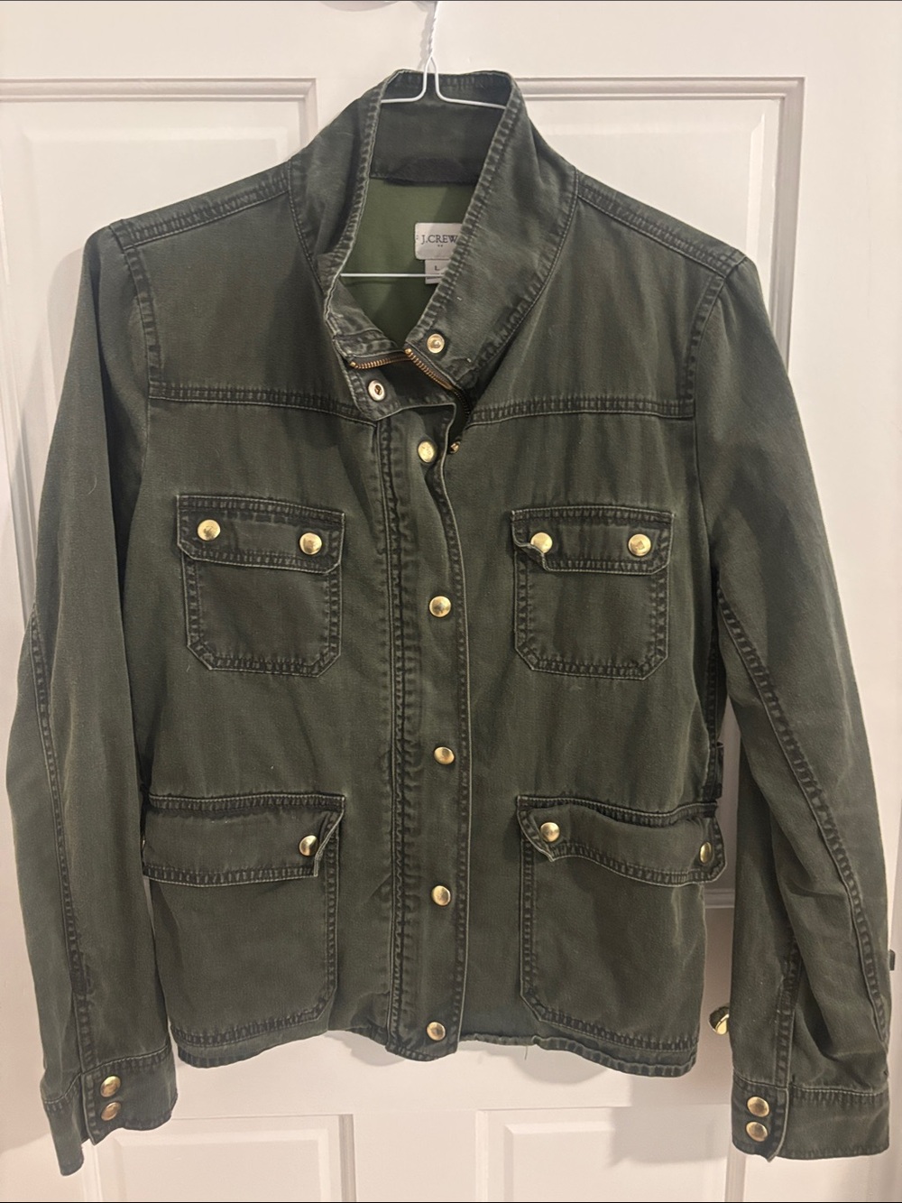 J. Crew Olive Green Utility Jacket with Gold Hardware